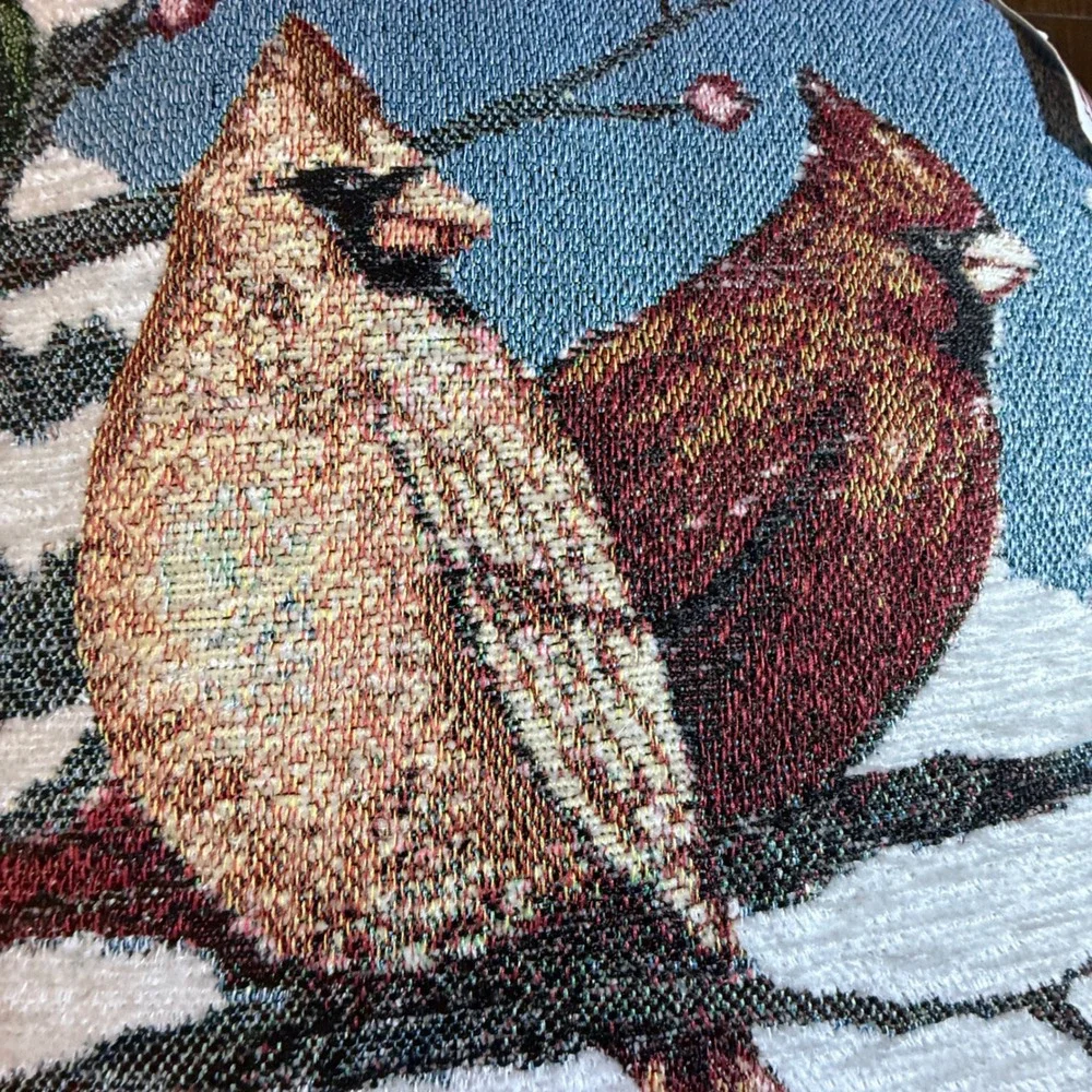 Innovative Design Group Cardinal Winter Tapestry Chenille Throw Pillow 17x17 USA